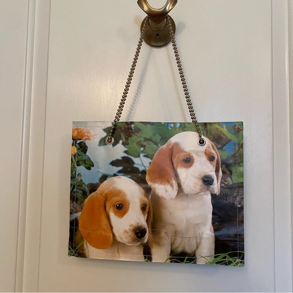 YOUR SISTER’S MUSTACHE BAG TOTE SHOULDER ARTISAN MADE DOG PUPPY THEME CHAIN